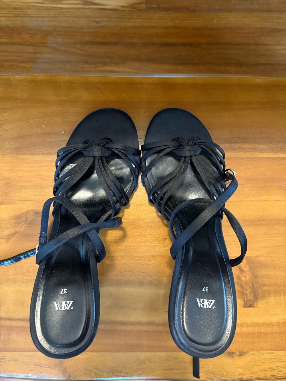 Zara Black Strappy Stiletto Heels - 37